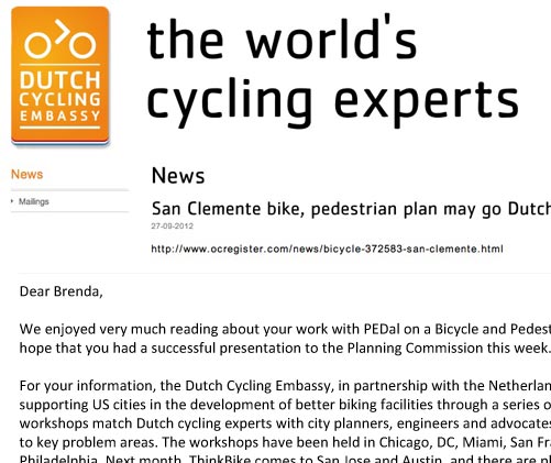 Dutch Cycling Embassy letter, Sept 27 2012 (PDF)
